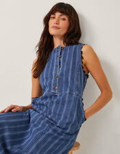Ottilie Stripe Denim Midi Dress, Blue (DENIM BLUE), large