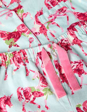 Unicorn Rose Button Through Pyjama Set, Blue (AQUA), large