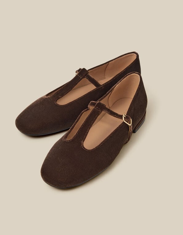 Jesi Velvet Mary Jane Ballet Flats, Brown (CHOCOLATE), large