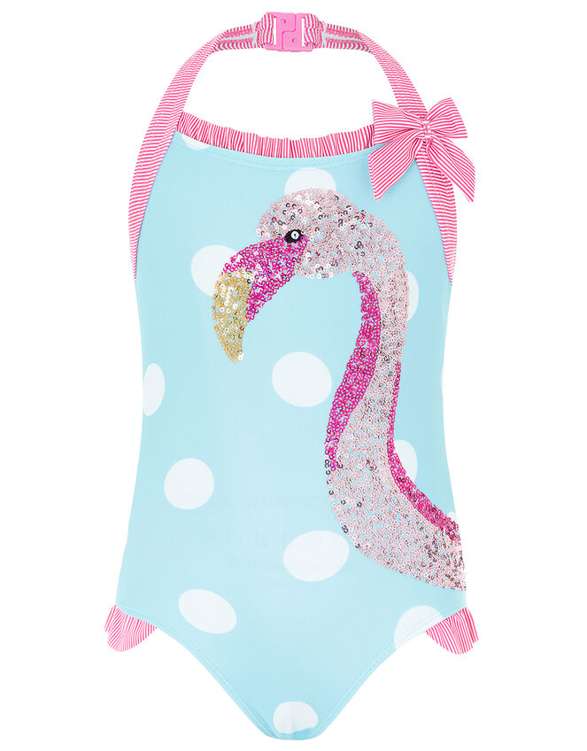Fee Flamingo Sequin Swimsuit, Blue (TURQUOISE), large
