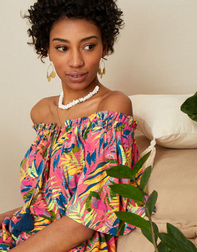 Palm Print Jersey Top with Sustainable Cotton, Multi (MULTI), large