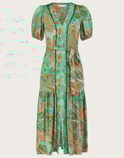Skye Scarf Print Dress, Green (GREEN), large