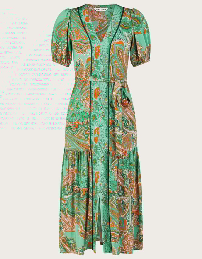 Skye Scarf Print Dress, Green (GREEN), large