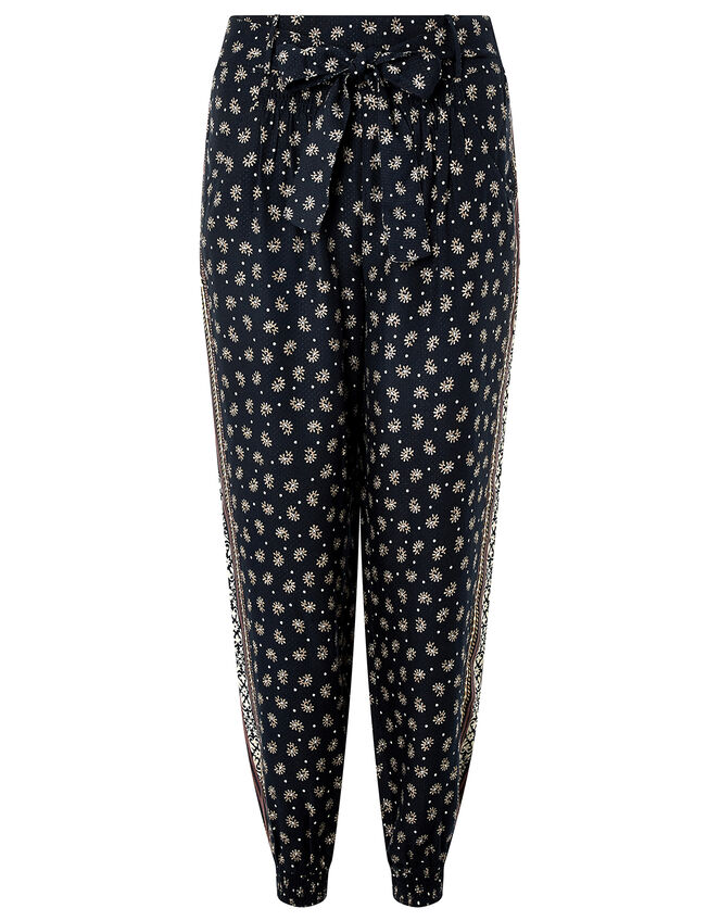 Felicity Printed Trousers in LENZING&trade; ECOVERO&trade;, Black (BLACK), large
