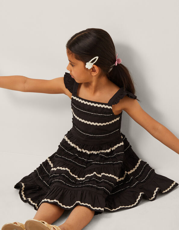 Girls Summer Tiered Midi Dress With Cut-Out Back - Cotton Sleeveless Sundress For Beach & Vacation (Ages 5-10)