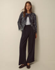 Sabia Velvet Bow Sequin Jacket, Dark Silver (GUNMETAL), large
