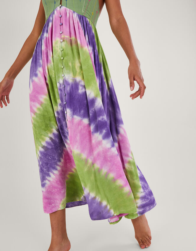 Halter Chevron Tie Dye Print Dress in LENZING™ ECOVERO™, Pink (PINK), large