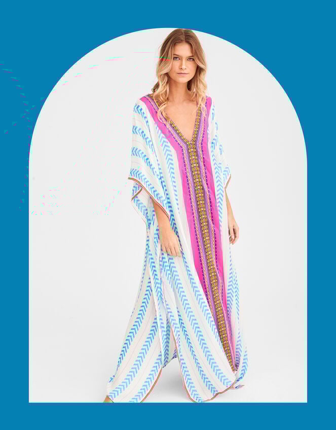 Pitusa Hand-Loomed Geometric Maxi Kaftan, , large