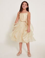 2-in-1 Detachable Ruffle Skirt Dress, Gold (GOLD), large