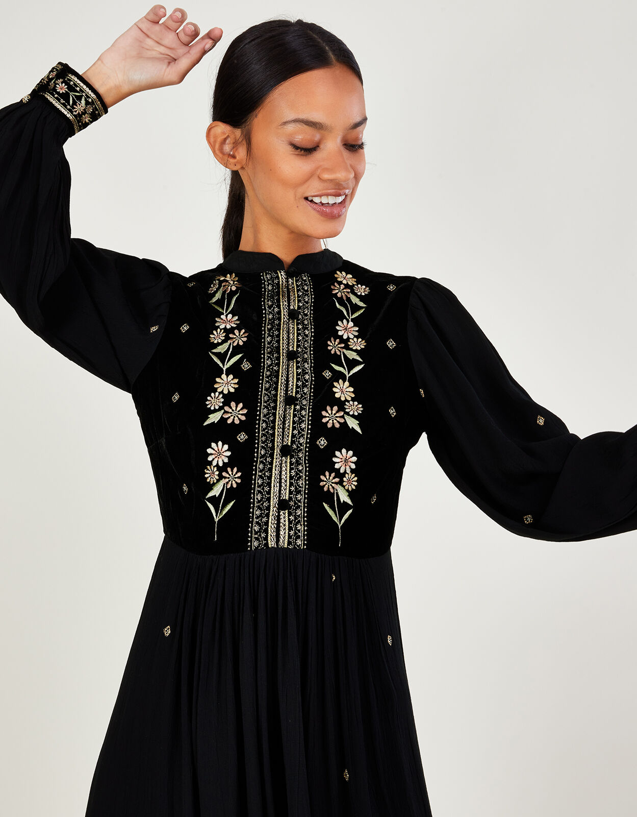 Black embroidered dress uk shop