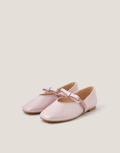 Faux Leather Bow Flats, Pink (PINK), large