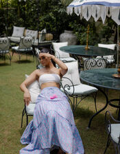 Dilli Grey Maya Floral Tiered Maxi Skirt, Blue (BLUE), large