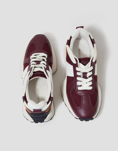 Tyra Faux Leather Trainers, Red (BURGUNDY), large