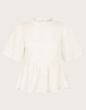 Schiffli Detail Top, Ivory (IVORY), large