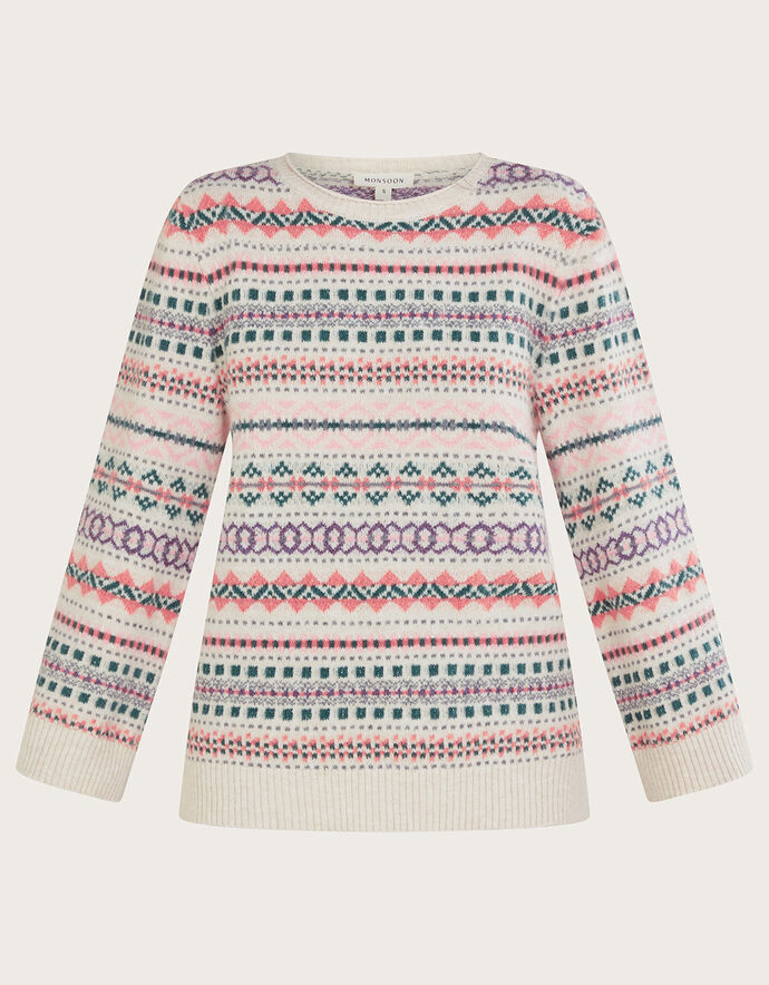 Iris Fairisle Jumper - Oat Melange main image 0