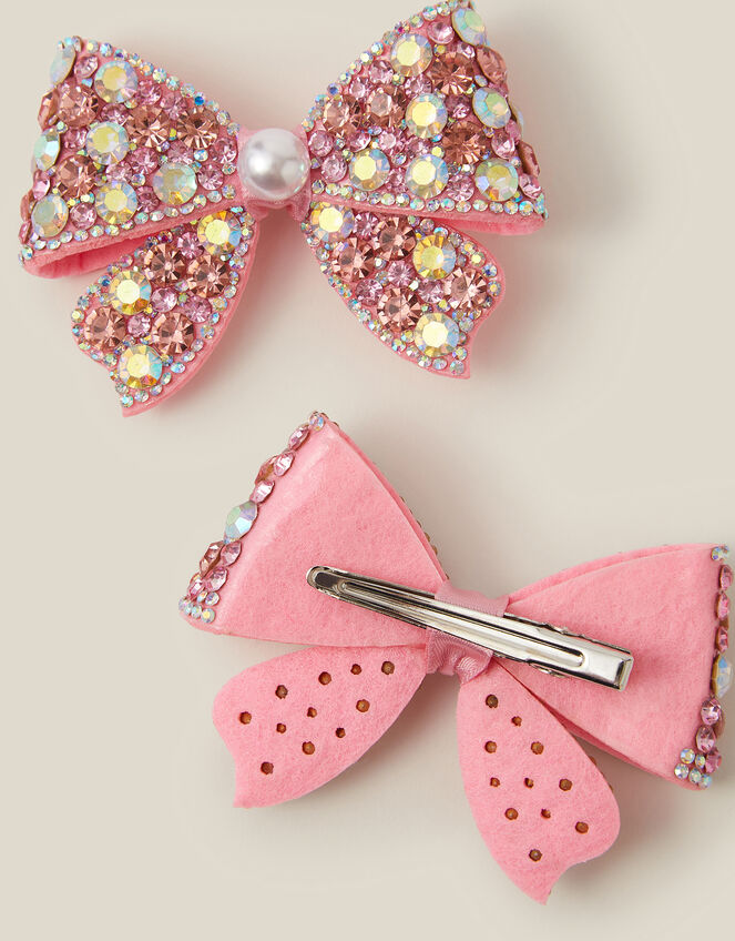 2-Pack Rhinestone Bow Hair Clips, , large