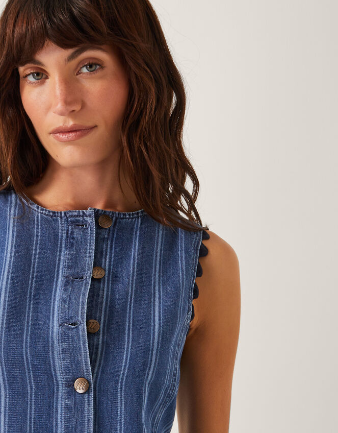 Ottilie Stripe Denim Midi Dress, Blue (DENIM BLUE), large