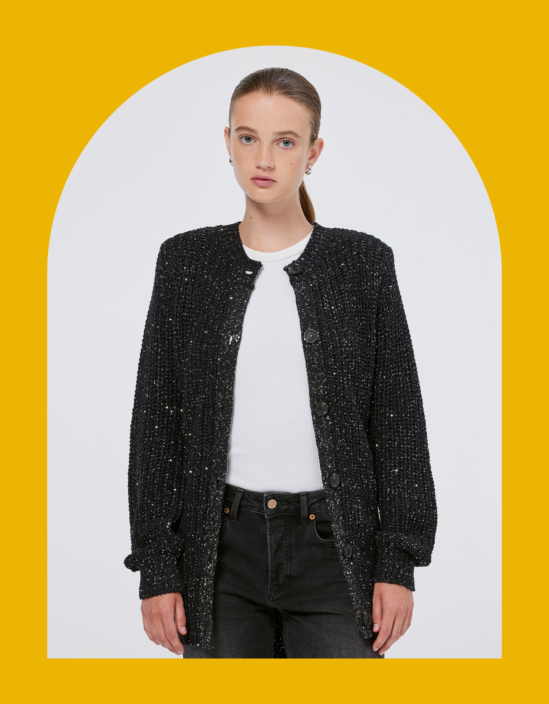 Mid length black cardigan online