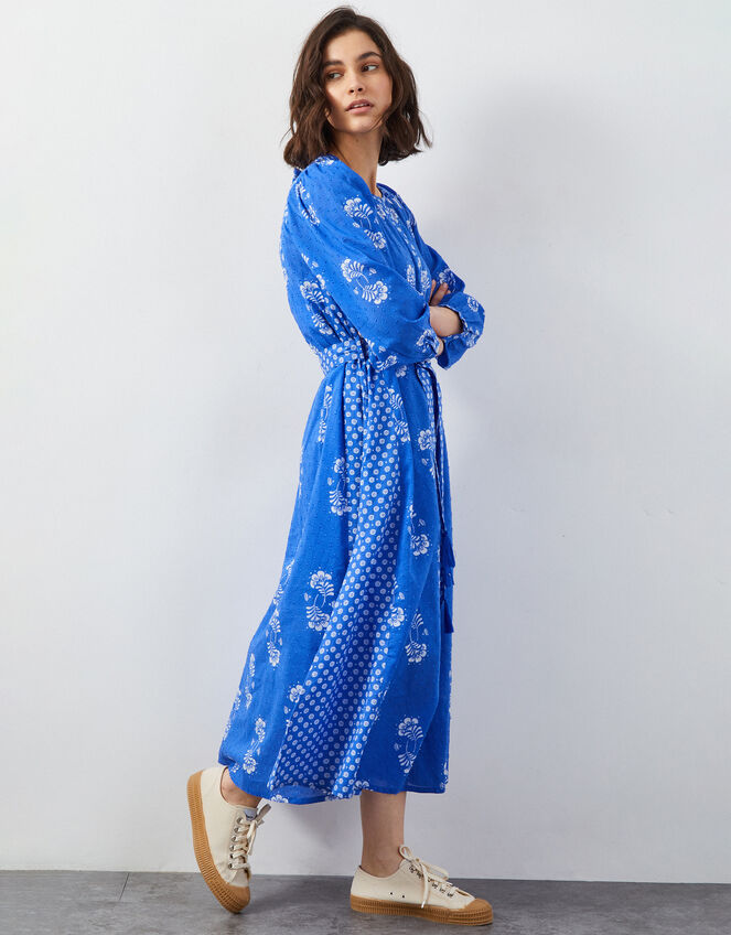 East Amber Floral Print Midi Dress, Blue (BLUE), large