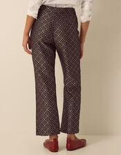 Jodi High Waisted Jacquard Straight Leg Trousers, Black (BLACK), large