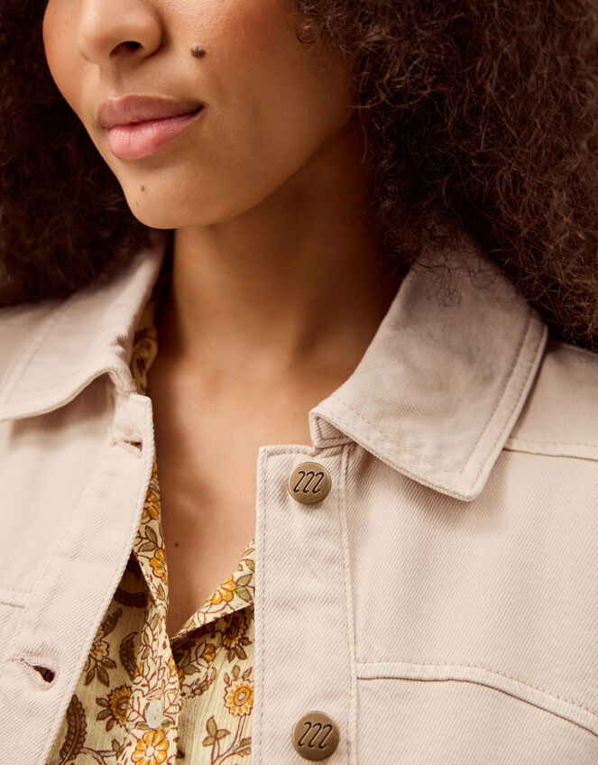 Mabel Longline Denim Jacket, Natural (ECRU), large