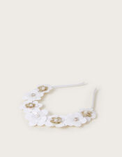 Embellished Sequin Flower Headband, , large