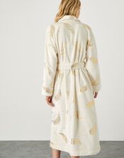 Feather Foil Fluffy Dressing Gown, Cream (CREAM), large