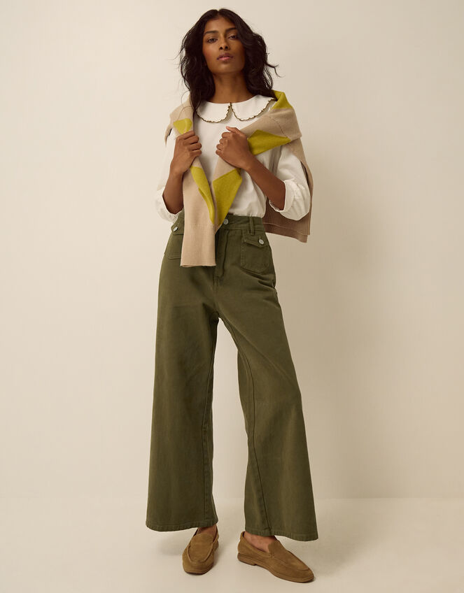 Gina Wide Leg Jeans, Green (OLIVE), large