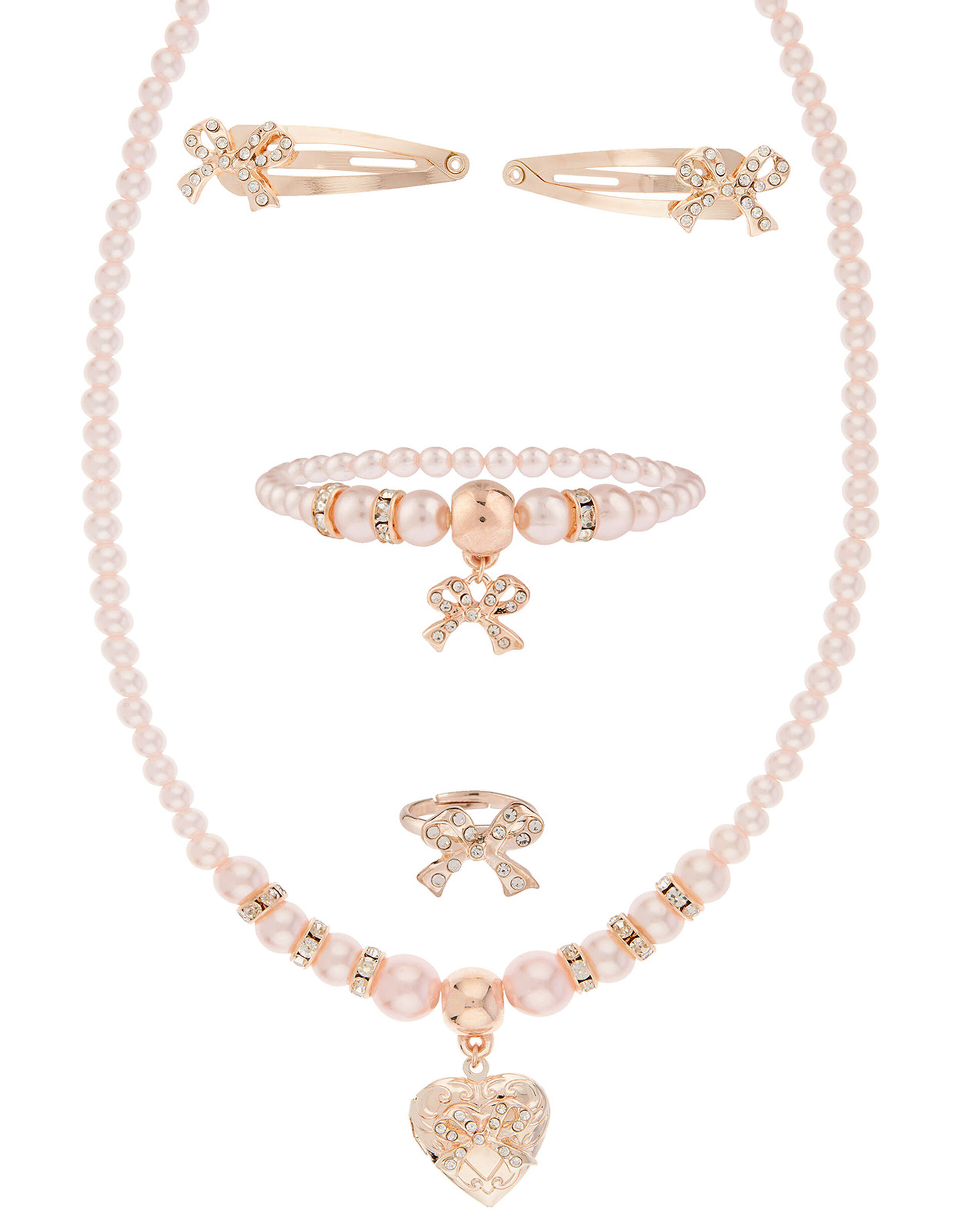 Pearly Heart Locket Accessory Set, , large