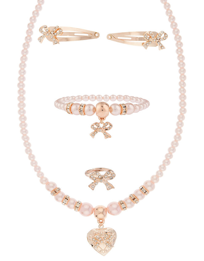Pearly Heart Locket Accessory Set, , large