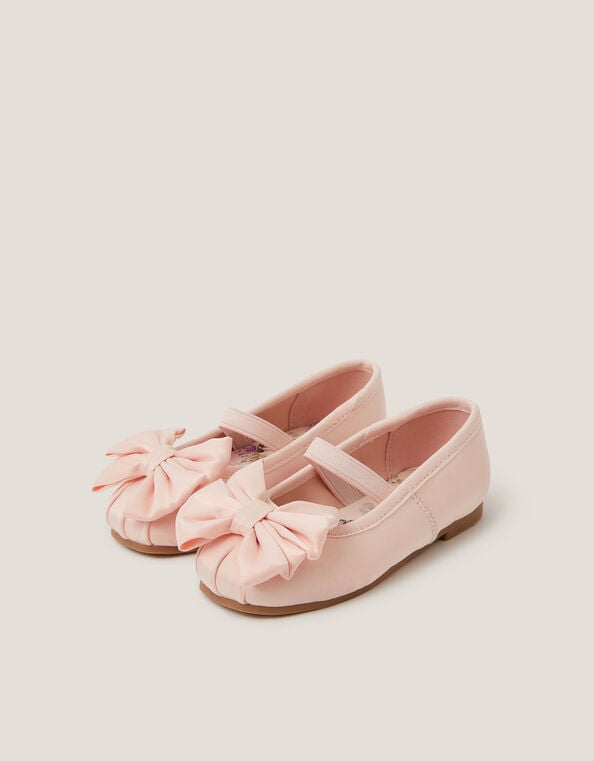 Baby Bow Satin Walker Shoes, Pink (PINK), large