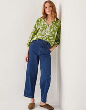 Rosie Abstract Print Jersey Blouse, Green (GREEN), large