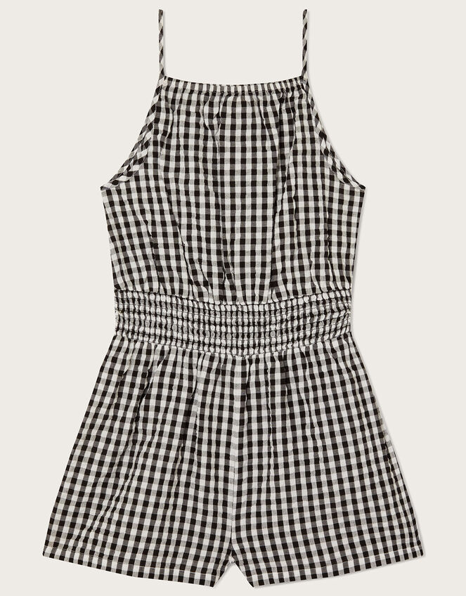 Gingham Playsuit, Black (BLACK), large