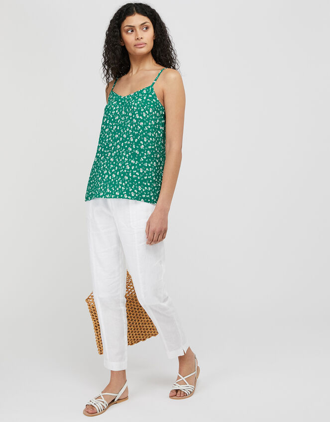 Poppy Floral Cami Top with Sustainable Viscose, Green (GREEN), large