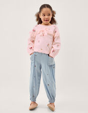 Floral Broderie Bow Sweatshirt, Pink (PINK), large