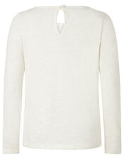 Owl Sequin Long Sleeve Top, Ivory (IVORY), large