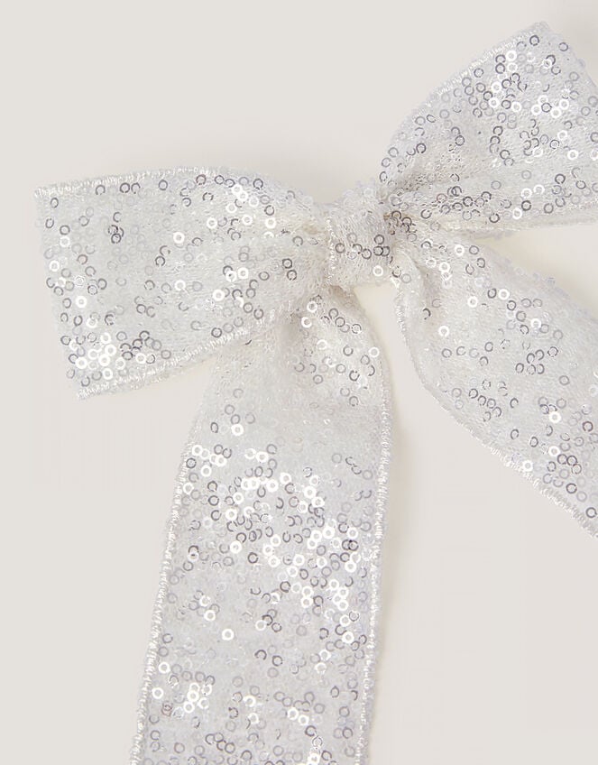 Sequin Bow Hair Clip, , large