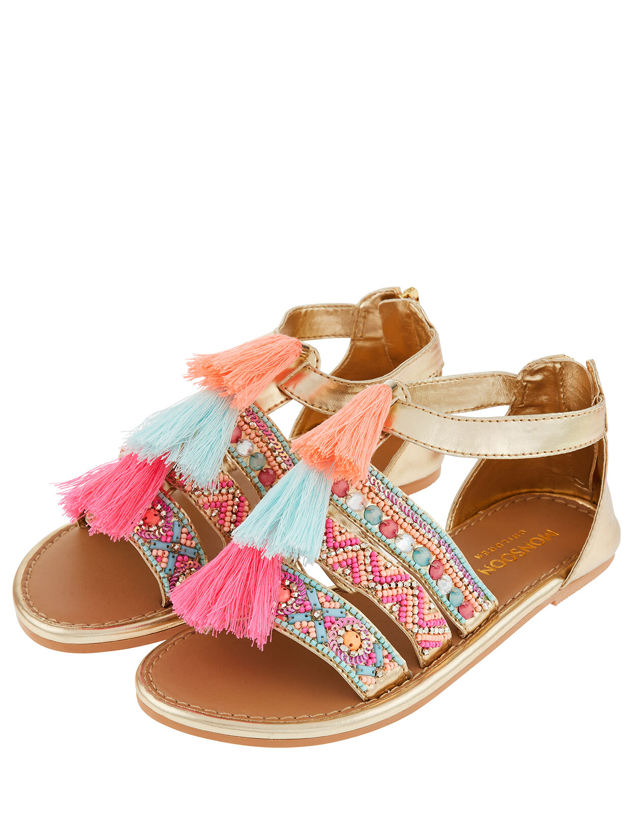 Lana Metallic Tassel Beaded Sandals Multi