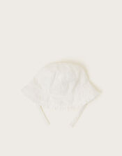 Baby Broderie Heart Sun Hat, Ivory (IVORY), large
