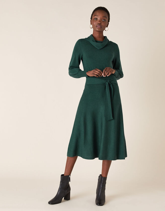 Cowl Neck Belted Knit Dress Day Dresses Monsoon UK.