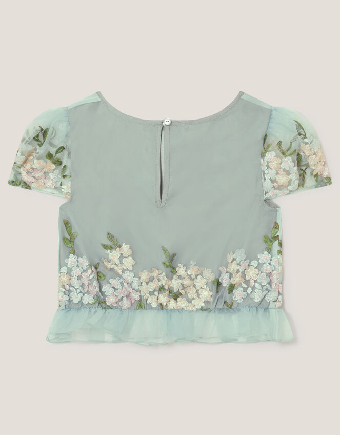 Floral Embroidered Party Top, Green (SAGE), large