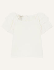 Chiffon Top and Floral Scuba Skirt Set, Ivory (IVORY), large