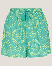 Lyla Floral Embroidered Shorts, Blue (BLUE), large