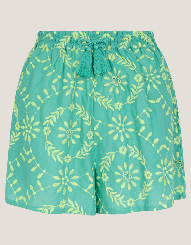 Lyla Floral Embroidered Shorts, Blue (BLUE), large