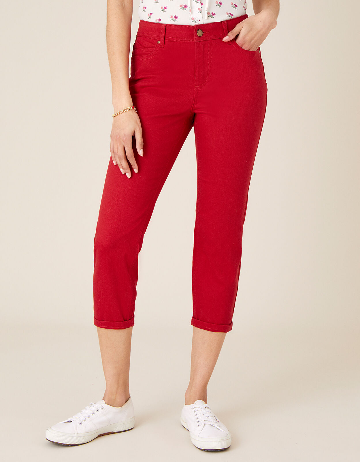 Red ankle pants on sale