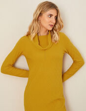 Cali Stitchy Knit Dress, Yellow (OCHRE), large