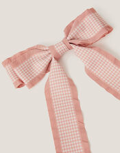Frilly Houndstooth Bow Hair Clip, , large