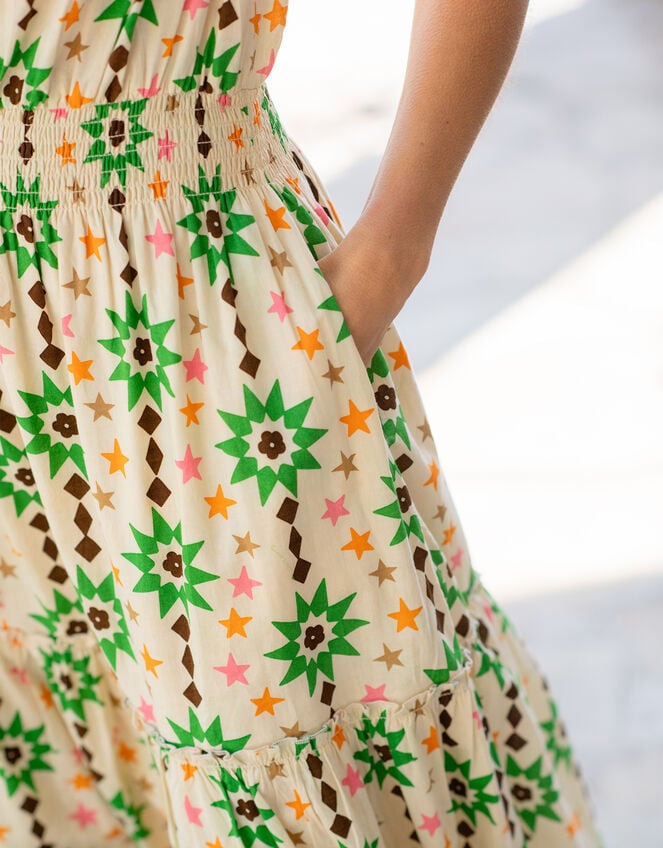 La Galeria Elefante Floral Print Midi Dress, Orange (PEACH), large