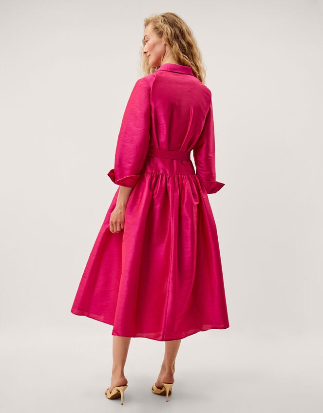 Poppy Belted Midi Shirt Dress, Pink (PINK), large