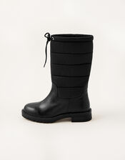 Quilted Leather Boots, Black (BLACK), large